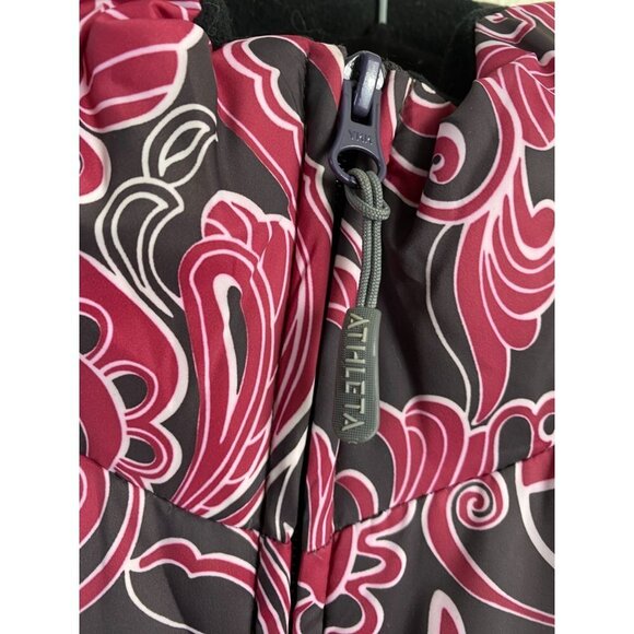 Athleta‎ Down Filled Puffer Vest Coat Womens size Large Paisley Boho Pink Winter - Picture 6 of 11